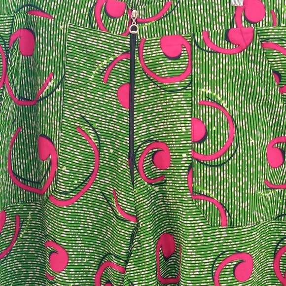 Custom made wide leg pink and green pant - Picture 4 of 5